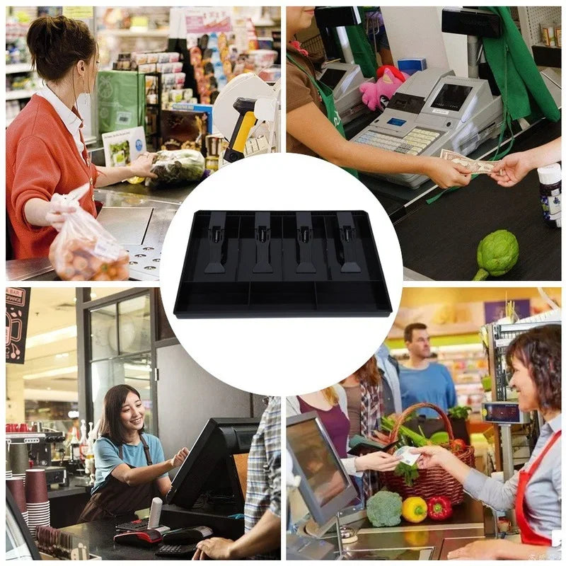 Cash Drawer Register Insert Tray Replacement Cashier with Metal Clip 4 Bills 3 Coins for Petty Cash Money Storage Box Peaceful Pleasures Health and Wellness