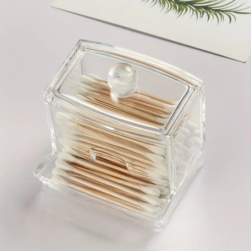 Clear Apothecary Jar Cotton Swab & Pad Holder – Bathroom Canister Organizer (1 or 2 Pack)