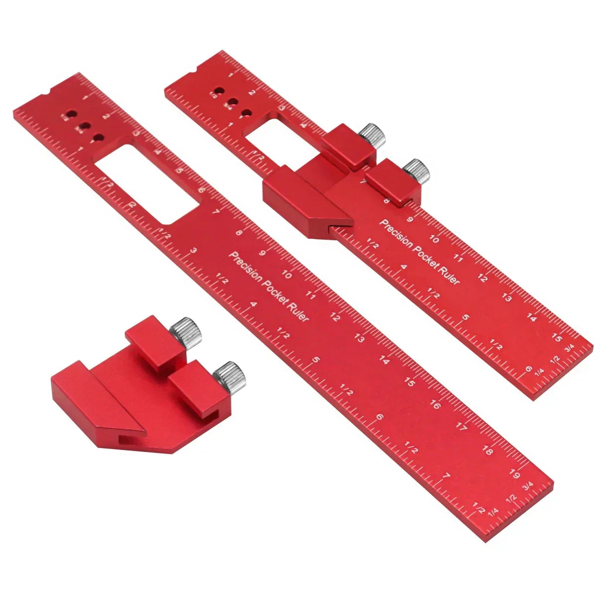 Aluminum Precision Pocket Ruler T-Track Slide Stop Inch & Metric