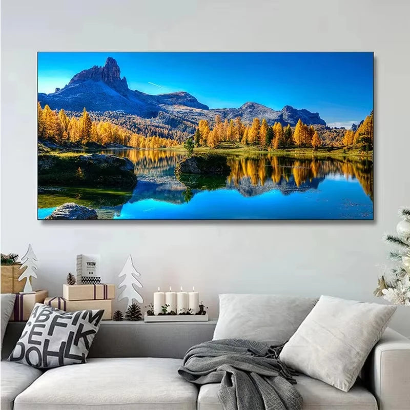 Nature Landscape Canvas Wall Art – Sunshine Forest Lake Print Landscape Canvas Print Peaceful Pleasures Health and Wellness ZLH2588 100x200cm No Frame