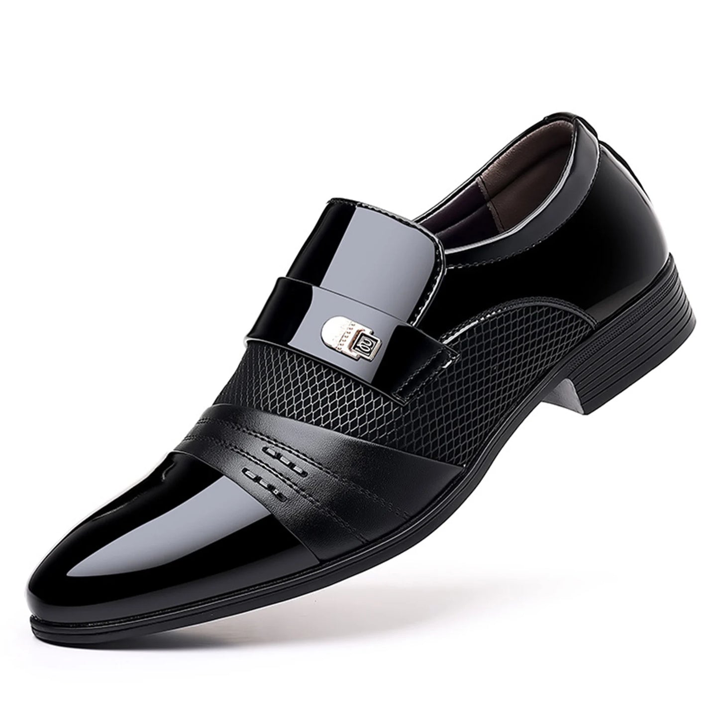 Men's Slip On Business Shoes Glossy Pointed Toe Uniform Modern Office Shoes Suitable for Office Evening Party Peaceful Pleasures Health and Wellness Black 41