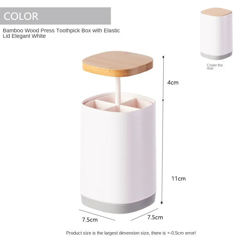Household creative press-type toothpick box large-capacity grid toothpick tube simple personality toothpick storage tube Peaceful Pleasures Health and Wellness White