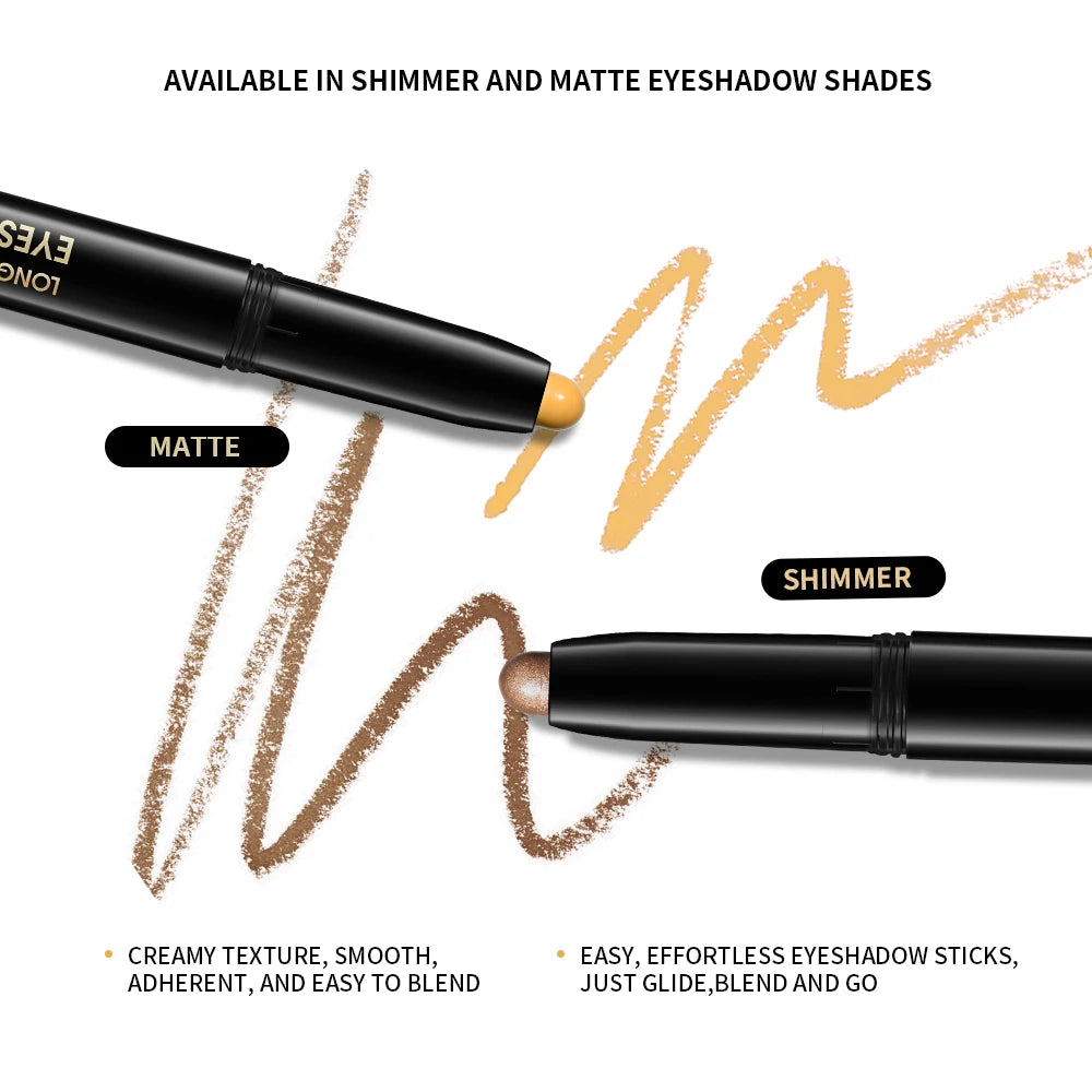 12 Colors Eyeshadow Pencil Stick Shimmer And Matte Waterproof Metallic Glitter Eye Shadow Highlighter Pencil Eyeshadow Cosmetics Peaceful Pleasures Health and Wellness