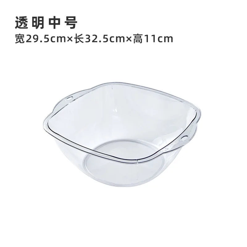 Washstand Transparent Thickened Washbasin Household Large Plastic Wash Basin Dormitory Student Washbasin Baby Foot Wash Basin Peaceful Pleasures Health and Wellness transparent -M