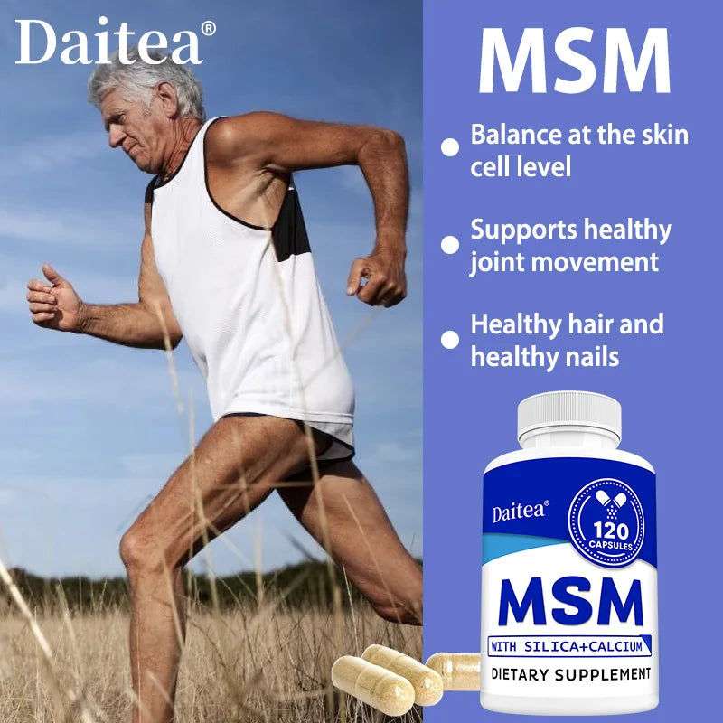 MSM with Silica + Calcium Capsules, 120 Servings – Supports Bone Health – Promotes Hair & Nail Health – Non-GMO, Gluten-Free Peaceful Pleasures Health and Wellness