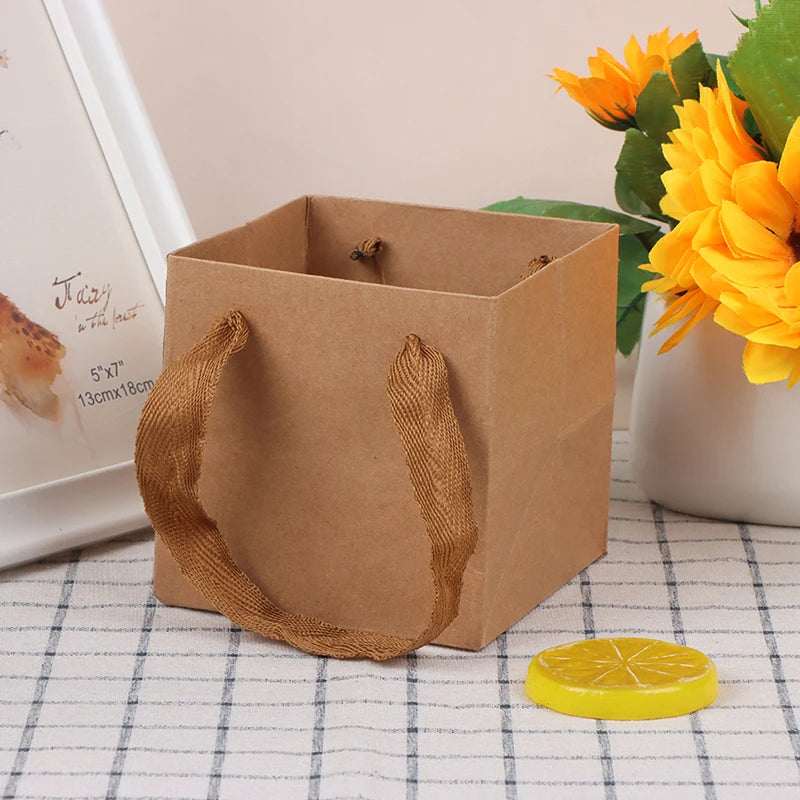 Square Kraft Paper Gift Bags | Wedding, Birthday & Flowers