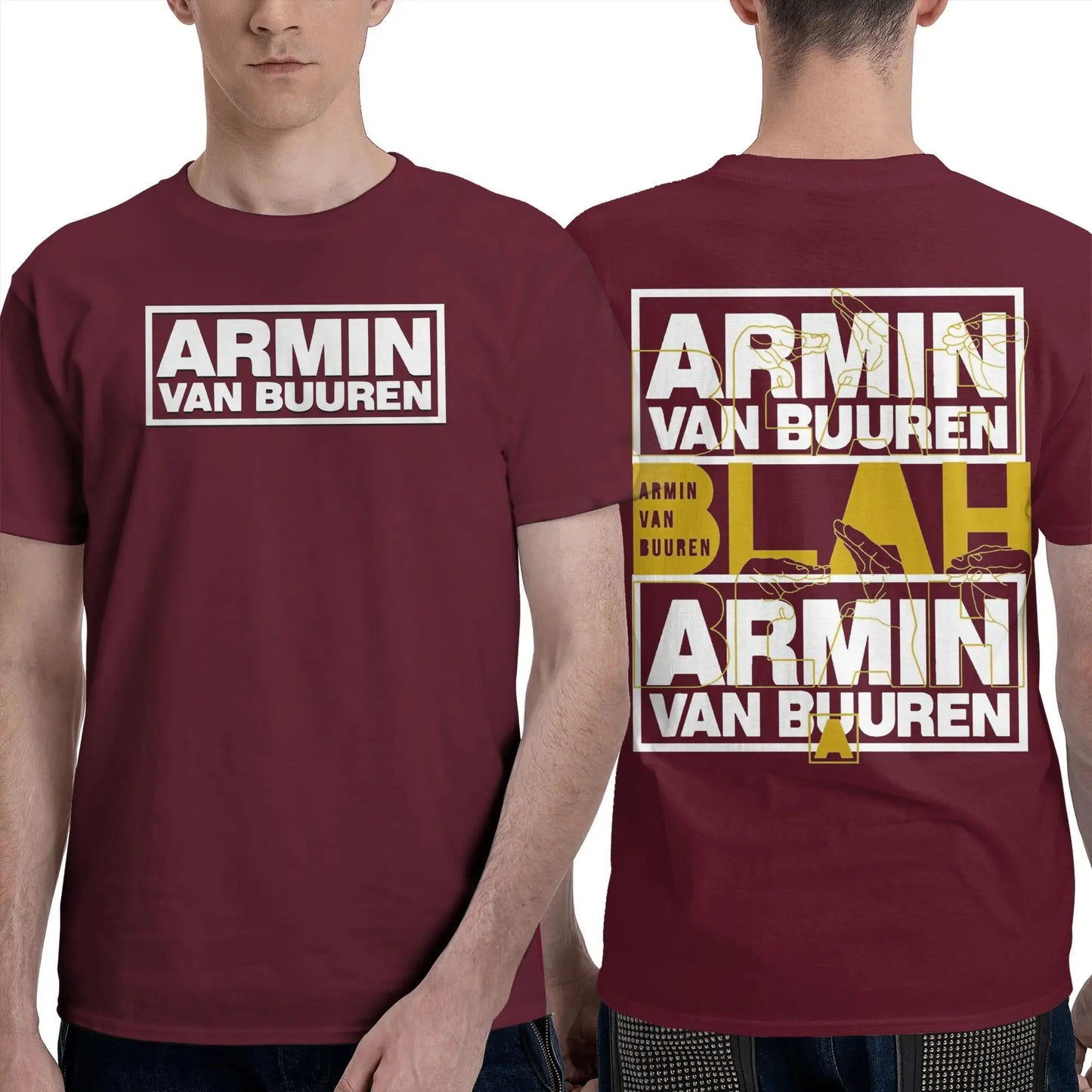 Armin Buuren Men's T Shirts Music Unique Tees Short Sleeve O Neck T-Shirt Cotton Plus Size Tops Peaceful Pleasures Health and Wellness Burgundy S