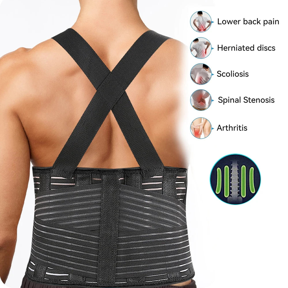 1PC Heavy-Duty Back Brace for Men & Women – Lower Back Support for Lifting, Pain Relief, and Posture Correction – Ideal for Work Peaceful Pleasures Health and Wellness