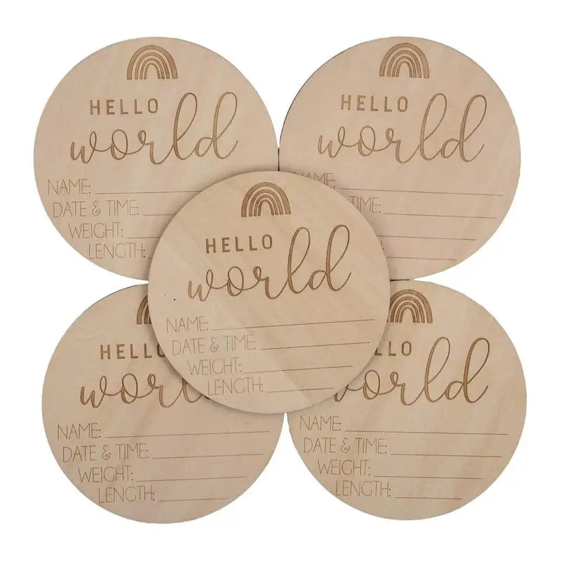 Wooden Baby Name Signs Hello World Birth Announcement Sign For Birth Baby Welcome Round Sign For Living Room Bedroom Hospital Peaceful Pleasures Health and Wellness China Mainland