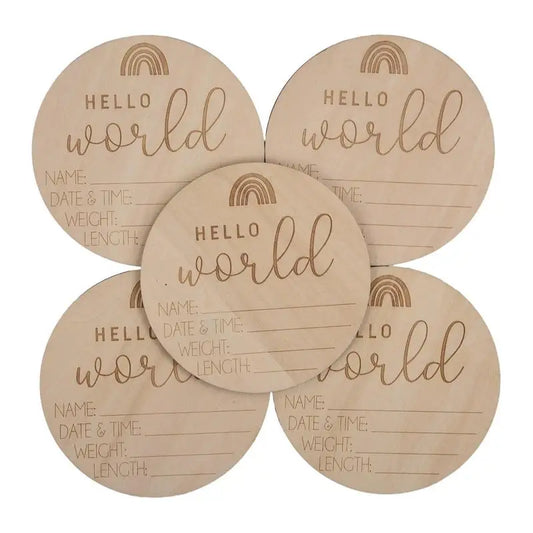 Wooden Baby Name Signs Hello World Birth Announcement Sign For Birth Baby Welcome Round Sign For Living Room Bedroom Hospital Peaceful Pleasures Health and Wellness China Mainland