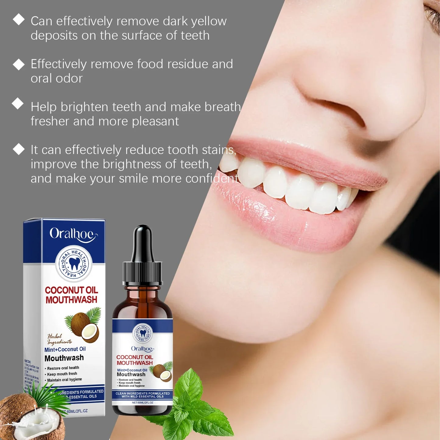 Oralhoe Coconut Oil Mouthwash – Whiten Teeth & Fresh Breath