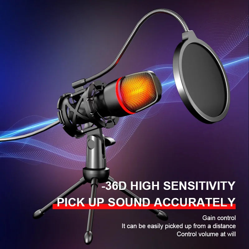 AyeBeau USB RGB Condenser Microphone for PC, Streaming & Gaming