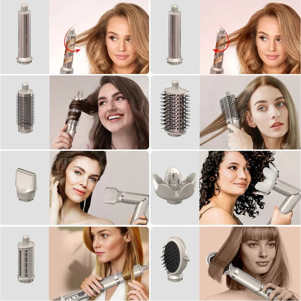 8 in 1 Professional Folding Hair Dryer Airwrap High Speed 110000rpm Blow Dryer Automatic Curling Iron Salon Hair Styling Tools Peaceful Pleasures Health and Wellness