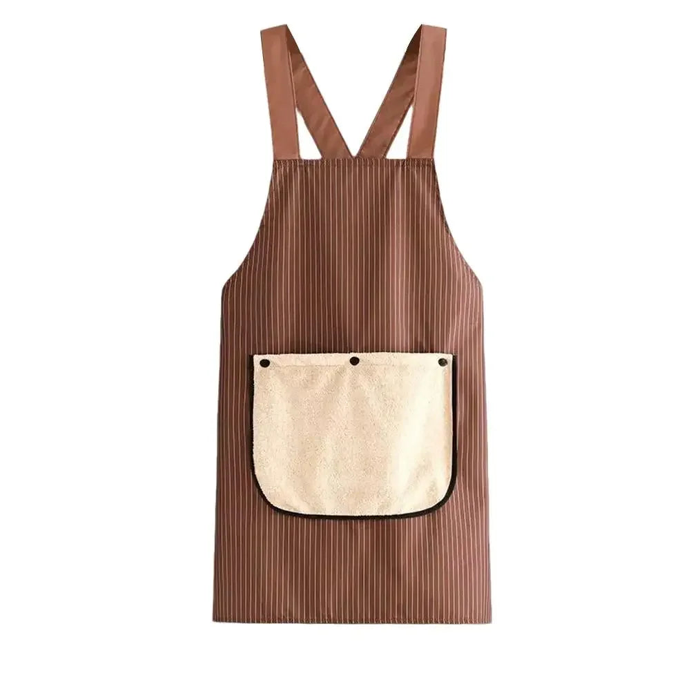 2026 Newest Waterproof Kitchen Apron With Detachable Towel Anti-fouling Sleeveless Cross Back Cooking Baking Restaurant Uniform Peaceful Pleasures Health and Wellness Coffee