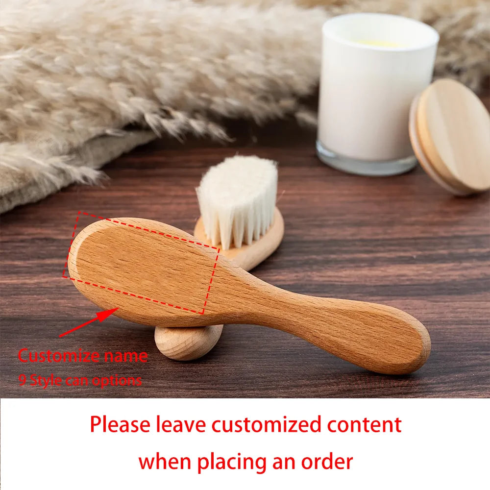 Custom Engraved Wooden Baby Hairbrush | Personalized Keepsake Personalized Baby Brush Peaceful Pleasures Health and Wellness