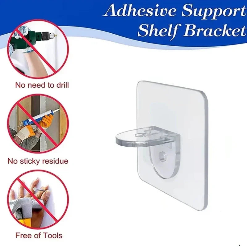 5/10/20pcs Non-perforated Layer Board Hook Self-adhesive Wardrobe Shelf Support Clip Wall Hanger Sturdy Multi-functional Bracket Peaceful Pleasures Health and Wellness