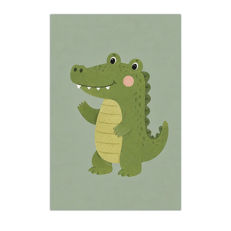 Nursery Animal Wall Art Cute Cartoon Safari Canvas Poster Prints For Baby Kids Bedroom Decor Peaceful Pleasures Health and Wellness 08 15x20cm No Frame China Mainland