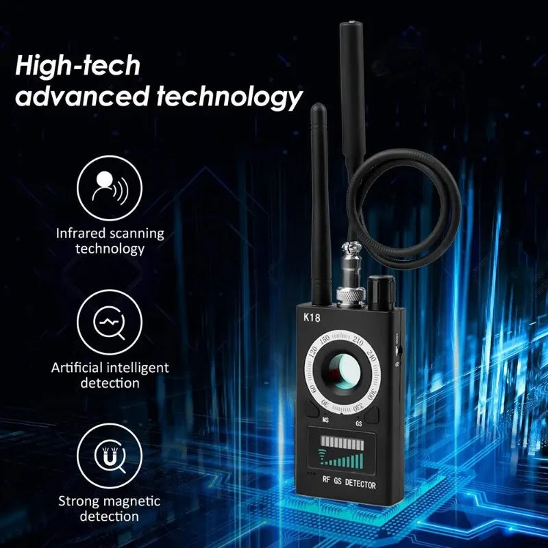 New K18 Multi-function Anti-Candid Cam Wireless Lens Device Finder 1MHz-6.5GHz GSM Audio Bug Finder GPS Signal RF Tracker Detect Peaceful Pleasures Health and Wellness