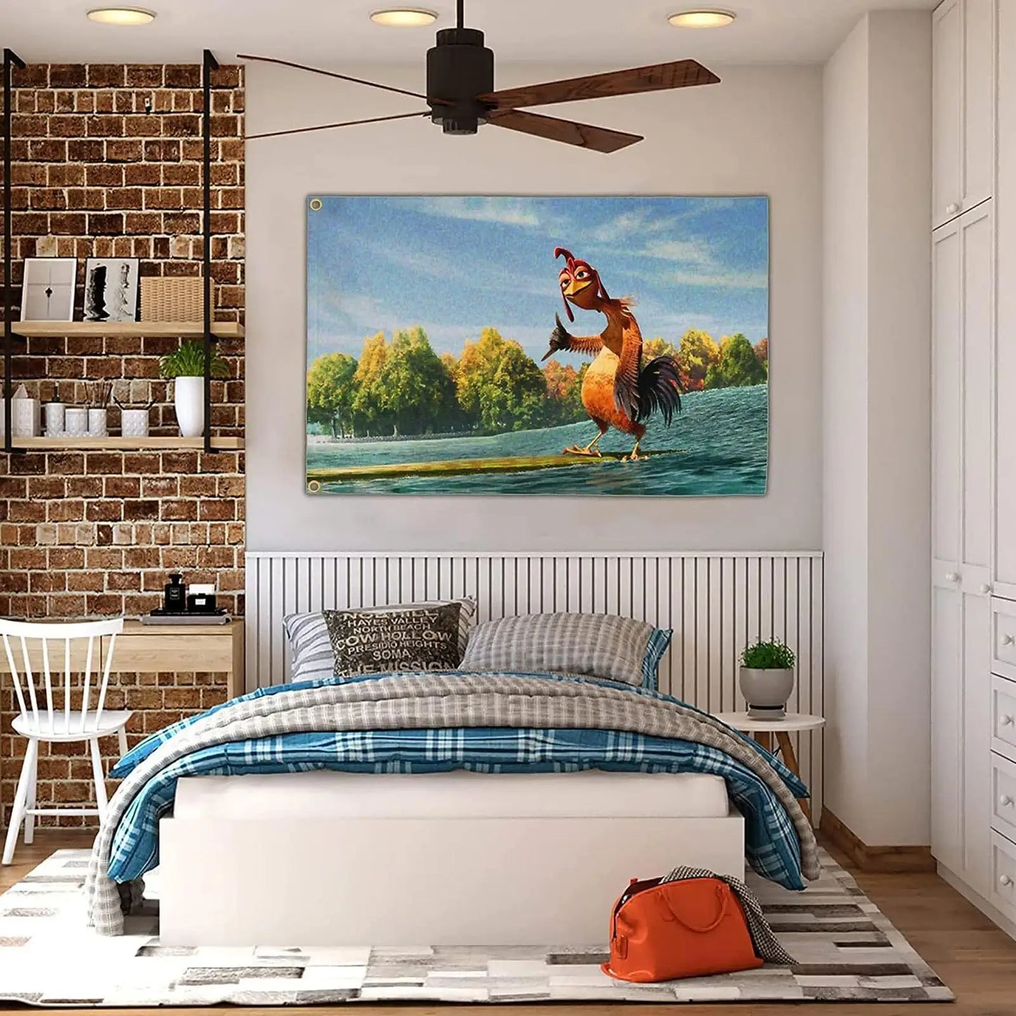 Chicken Joe Flag Wall hanging Chicken Flag Tapestry Wall Garden Flag Double Sided Flag Wall Art Decor for Garden Living Room Peaceful Pleasures Health and Wellness