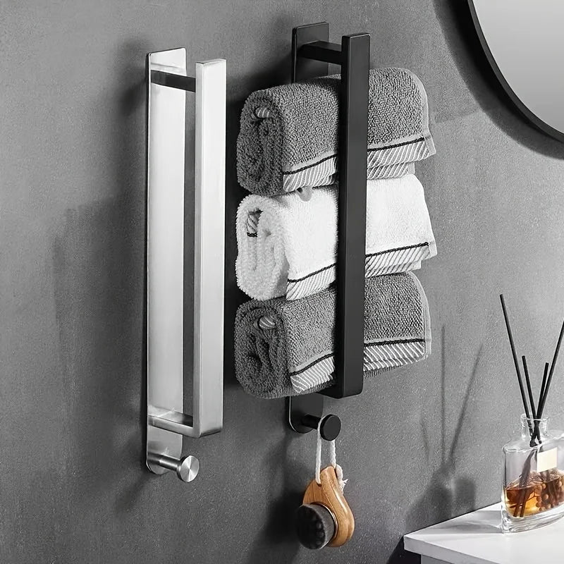 Stainless Steel Towel Rack No Need for Drilling or Nailing Single-pole Bathroom Hardware Towel Hanging Rack Creative Towel Bar Peaceful Pleasures Health and Wellness