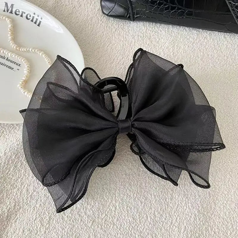 Sweet Organza Reversible Bow Large Hair Claw Clip