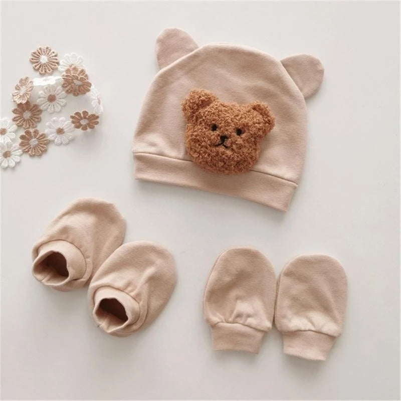 Newborn Hat, Anti-Scratch Mittens & Foot Covers Set 0–6M
