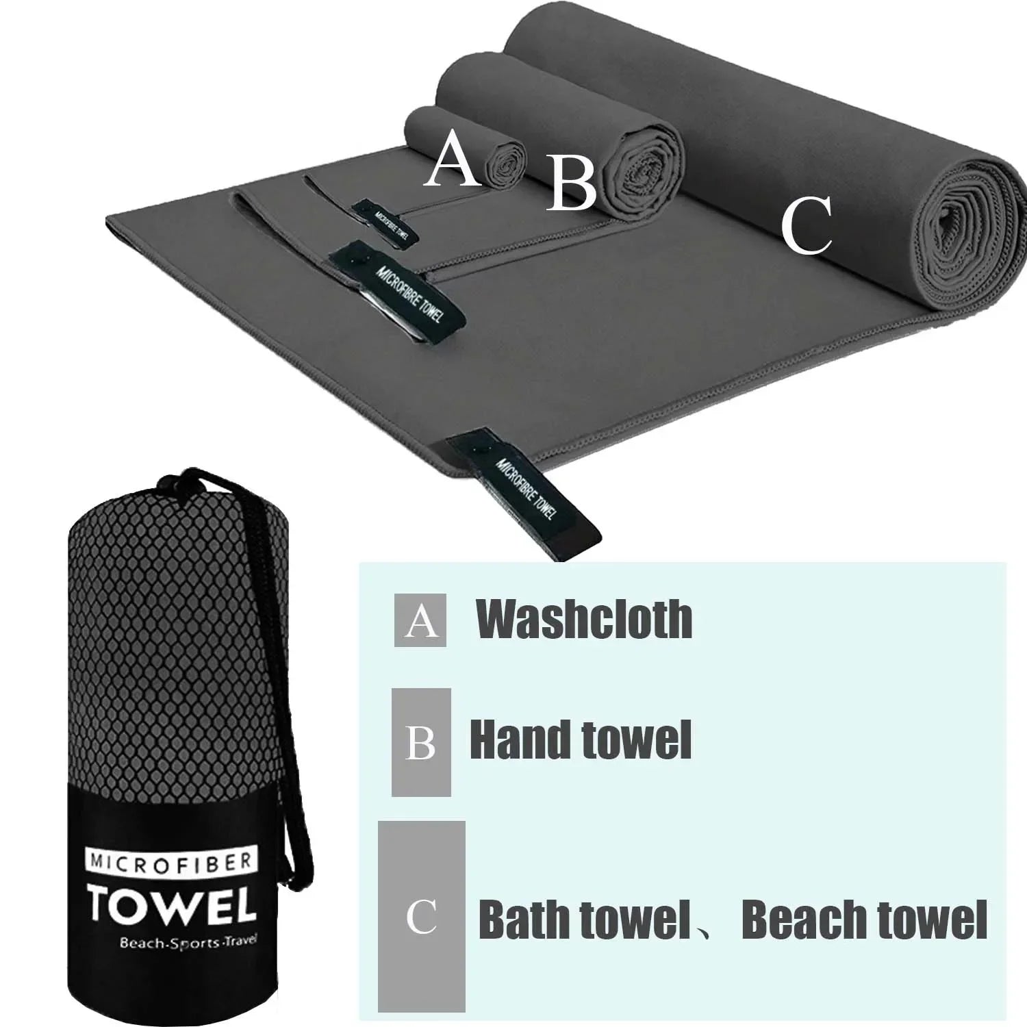 Quick Drying Towel, Lightweight Microfiber Sports Towel for Swimming, Beach, Camping, Gym, Yoga, Fast Dry Bath Towel Home Peaceful Pleasures Health and Wellness