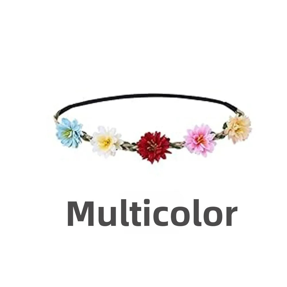 Pink Rose Floral Crown – Boho Adjustable Ribbon Headpiece