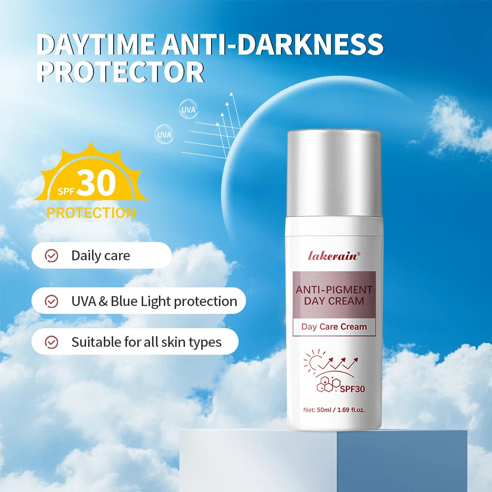 Anti-Pigment Day Cream SPF 30 Brightening Natural Inhibit Melanin Whitening and Spot Removal Outdoor Sun SKincare makeup Peaceful Pleasures Health and Wellness