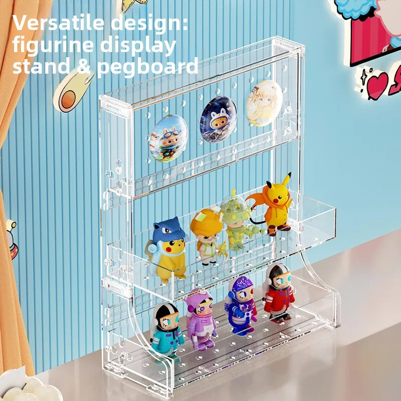 Versatile Pegboard & Figure Display Shelf – Multi-Tier Storage Rack with Raised Edges to Prevent Falls for Collectibles Peaceful Pleasures Health and Wellness