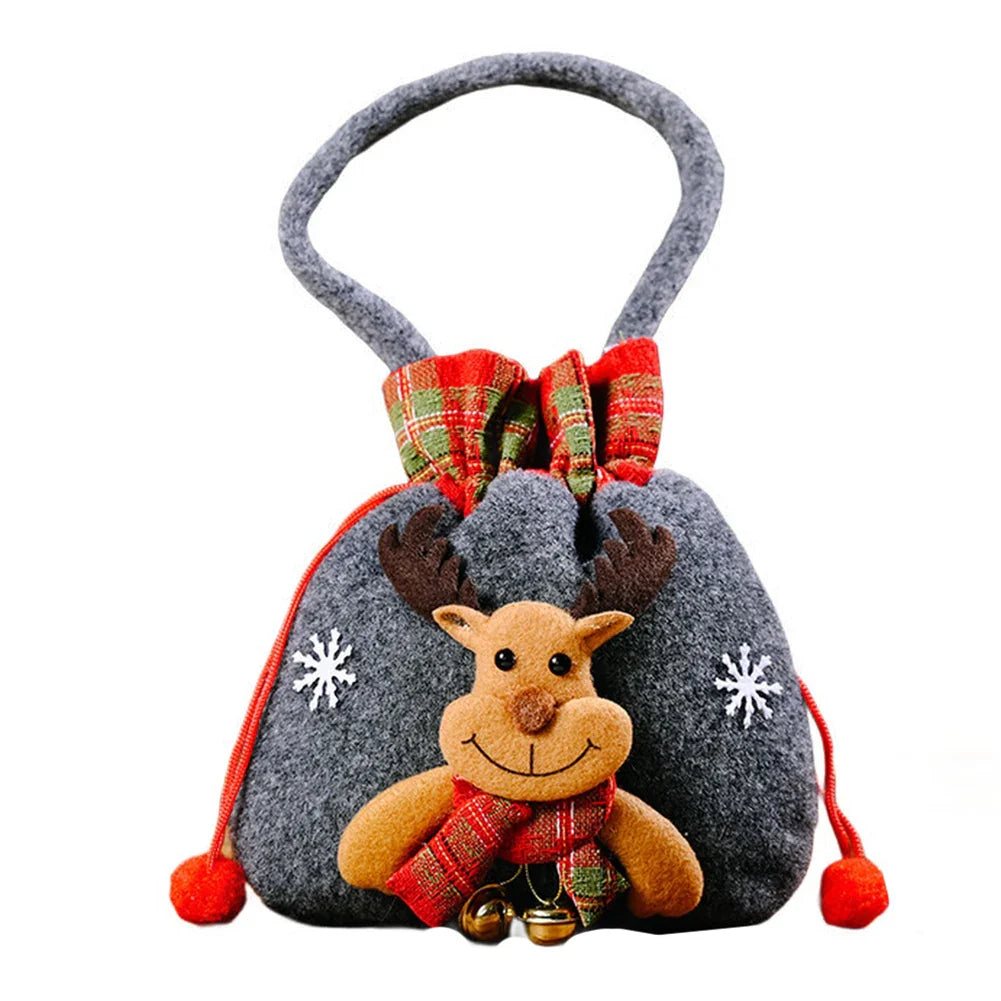 Christmas Santa Sack Cloth Gift Bag with Handle | Holiday Candy Bag