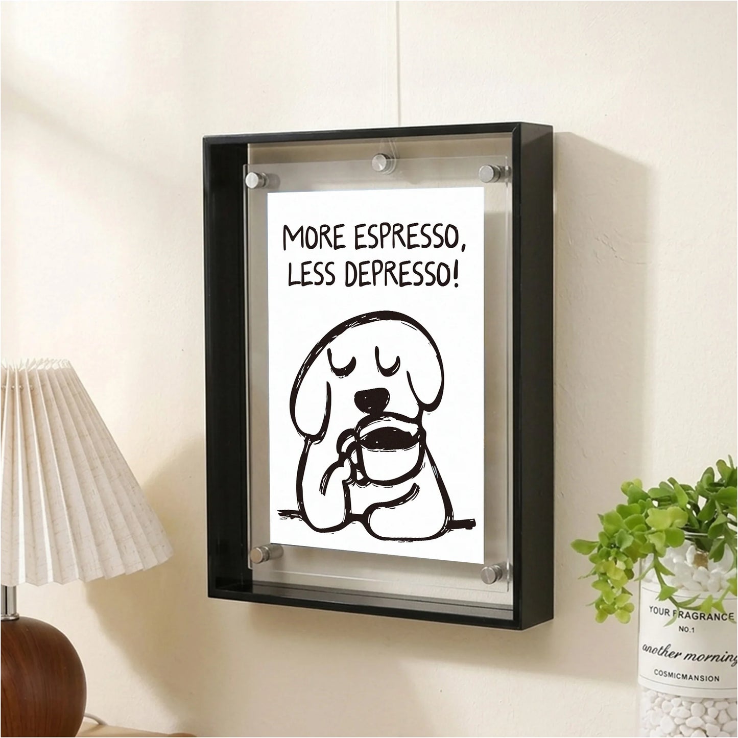 Acrylic Espresso Quote Photo Frame | Wall Decor Picture Frame