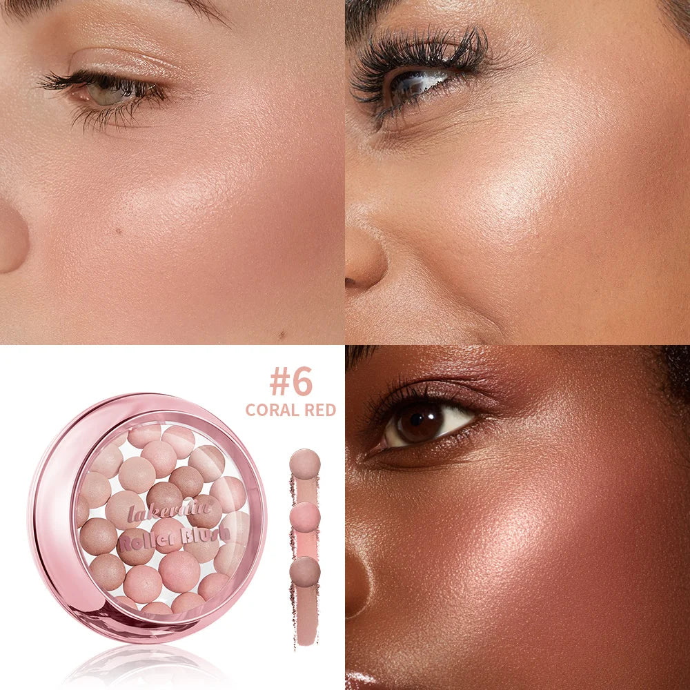 Spherical Roller Blush With Brush Natural Makeup Long Lasting Pearlescent Cosmetics For Women Face Contour Blusher Peaceful Pleasures Health and Wellness