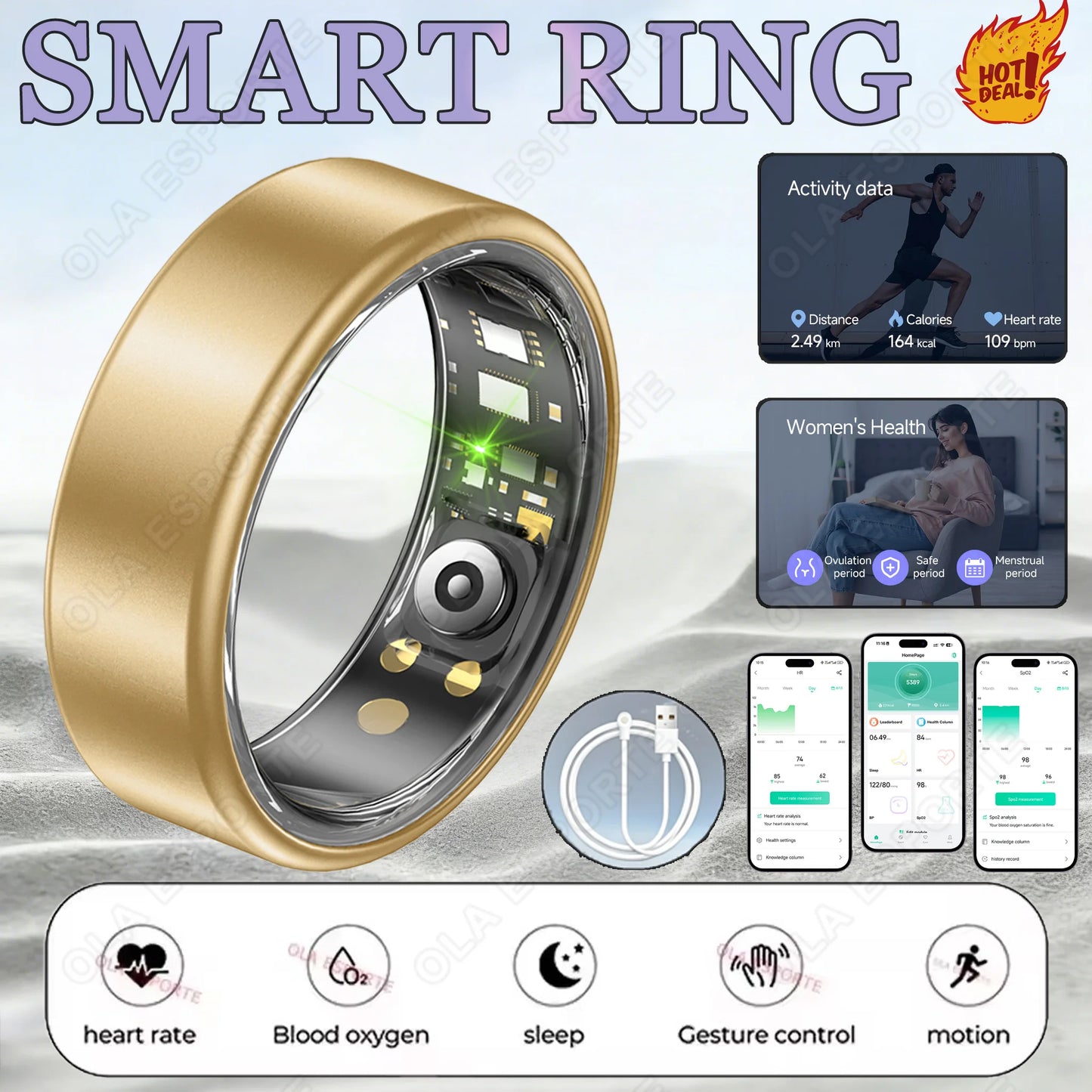 R10 Smart Ring with Charging Case for Men Women, Health and Sleep Monitor, 5ATM Waterproof, Multi-sport Mode, Smartring 2026 New Peaceful Pleasures Health and Wellness