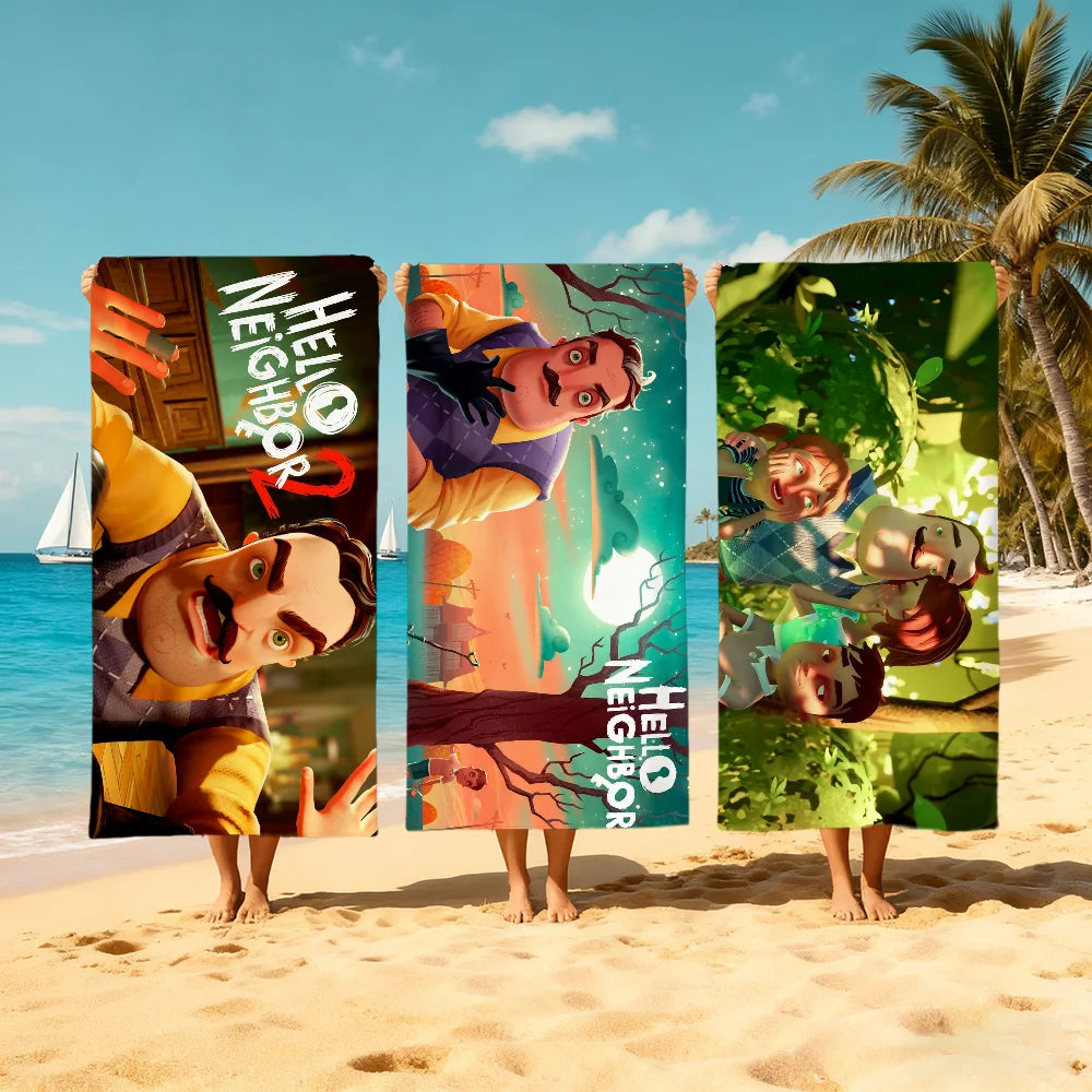 Hello Neighbor Horror Game Quick-Dry Beach Towel | Fun Gift Quick-Dry Beach Towel Peaceful Pleasures Health and Wellness