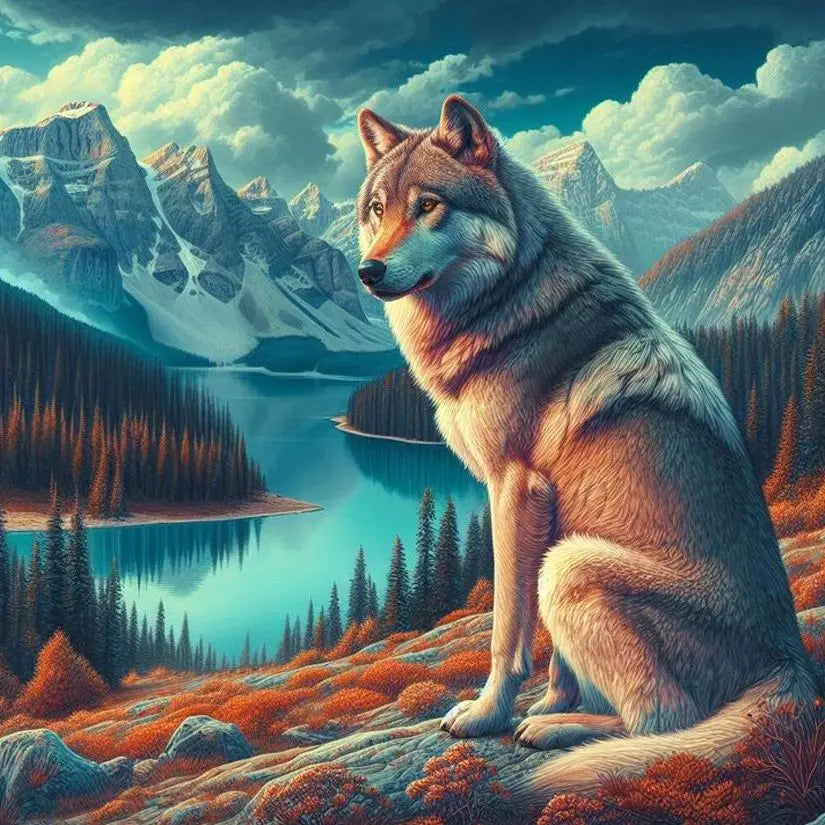 5D DIY Wolf Diamond Painting Kit – Full Round Rhinestone Mosaic Diamond Painting Kit Peaceful Pleasures Health and Wellness 7 50x70cm Unframed