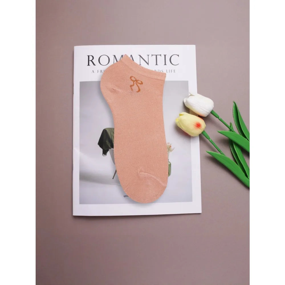 Korean Bowknot Ankle Socks – Candy Color Cute Women's Socks