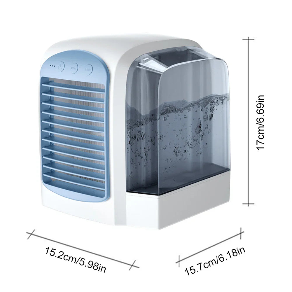 Portable Mini Air Cooler & Humidifier – 380ml USB Desk Fan
