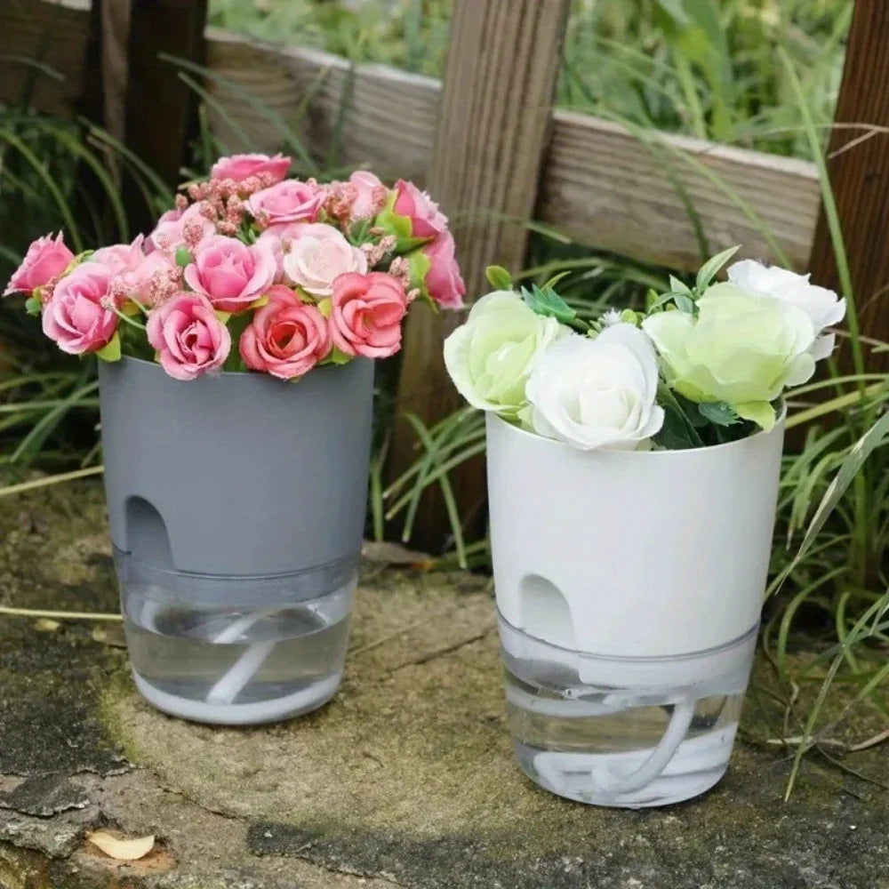 Self-Watering Double Layer Flower Pots – Succulents & Bonsai