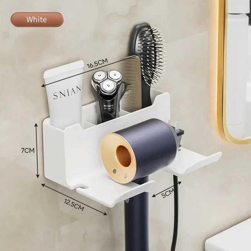 Wall-Mount Hair Dryer Holder & Straightener Stand Organizer