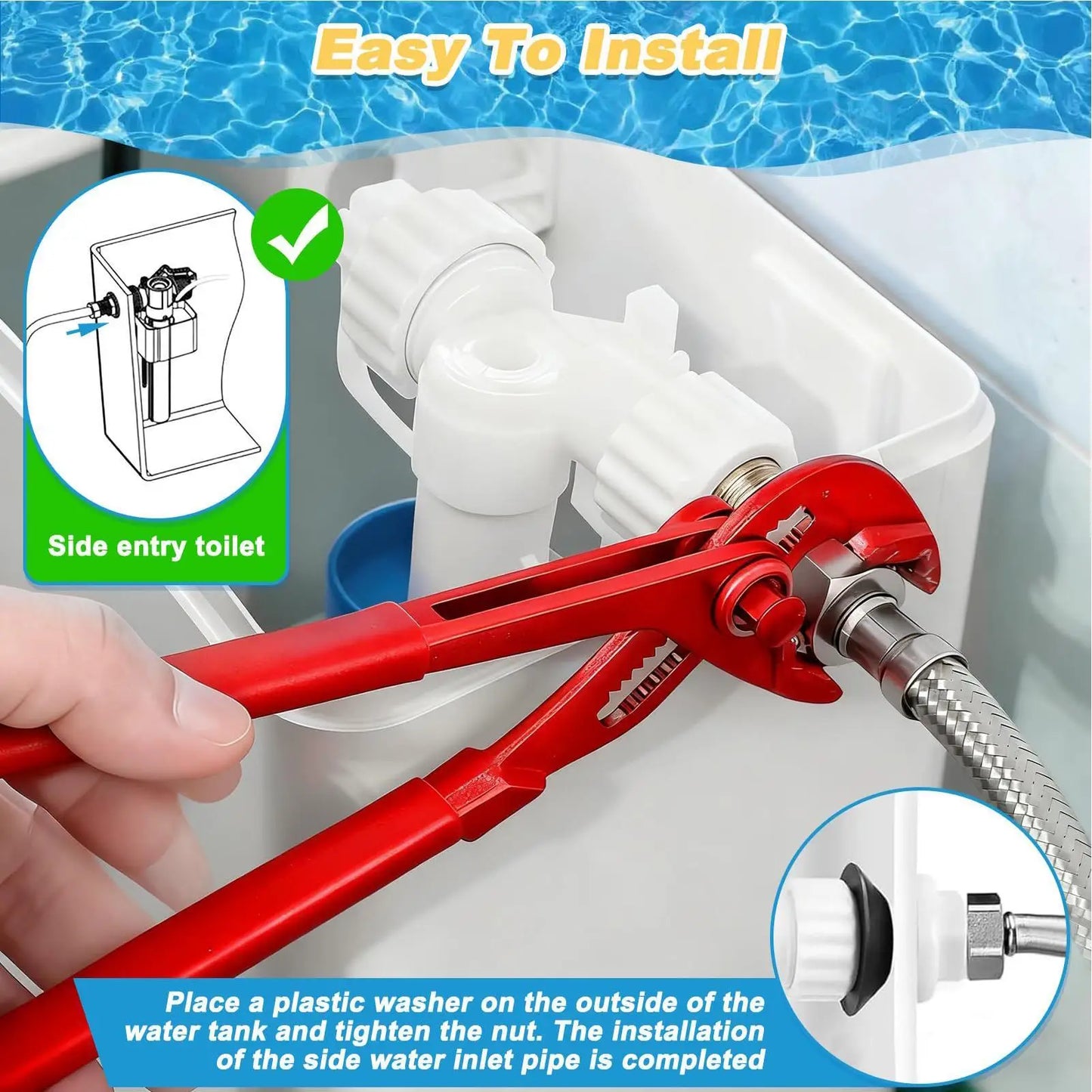 Toilet Tank Fill Valve with Float – Side-Entry Replacement Kit
