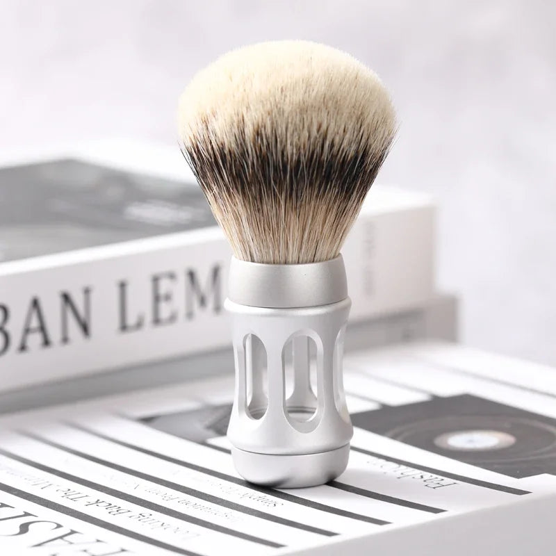 2026 Yaqi Bandstand Men's Shaving Brush 24mm Matte Chrome Metal Handle Silvertip Badger Hair Lightweight Knot Diameter Peaceful Pleasures Health and Wellness