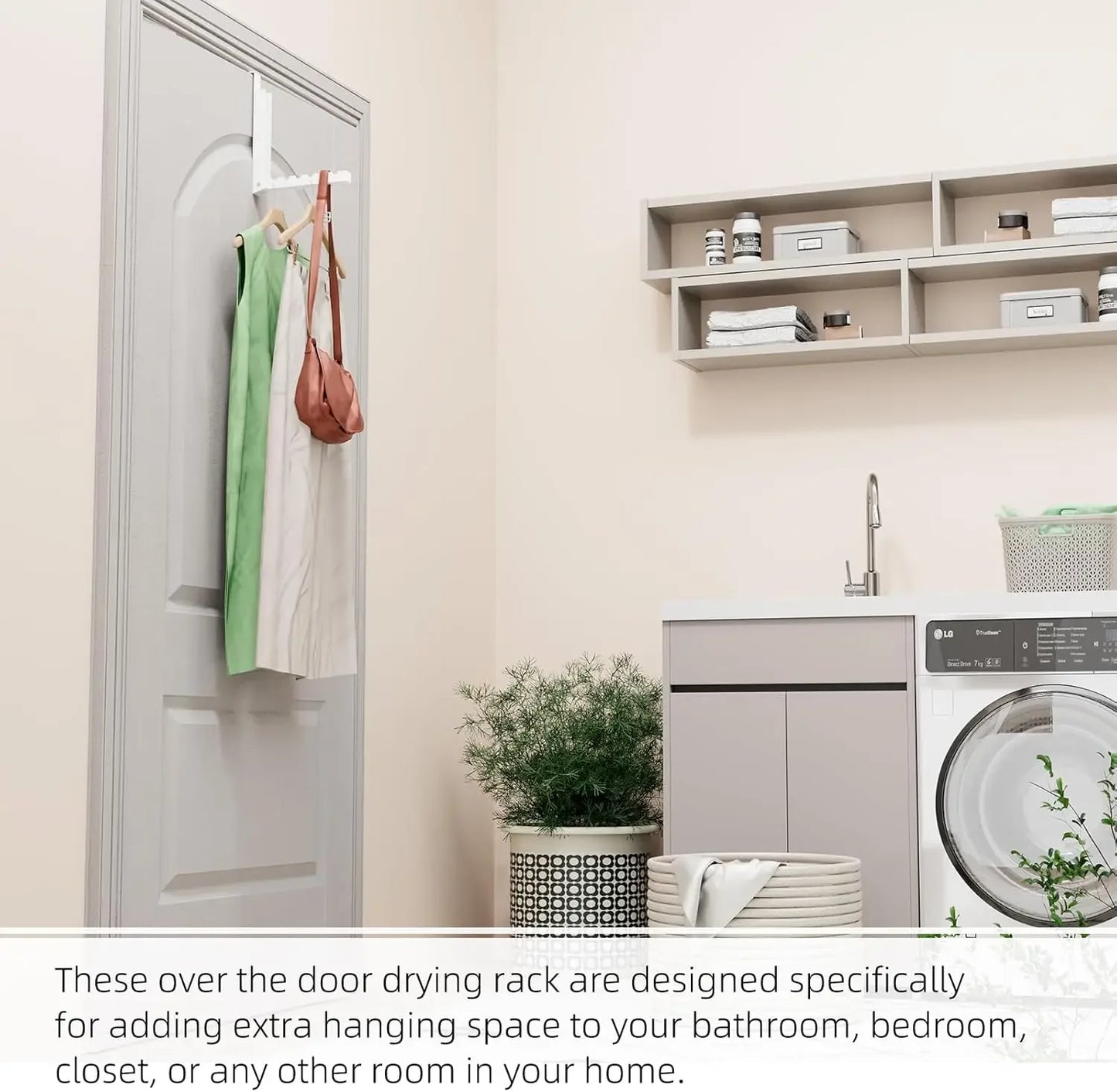 Foldable Over-The-Door Hanger Rack, 2-Pack Space-Saving Laundry Drying Hook for Small Rooms Peaceful Pleasures Health and Wellness