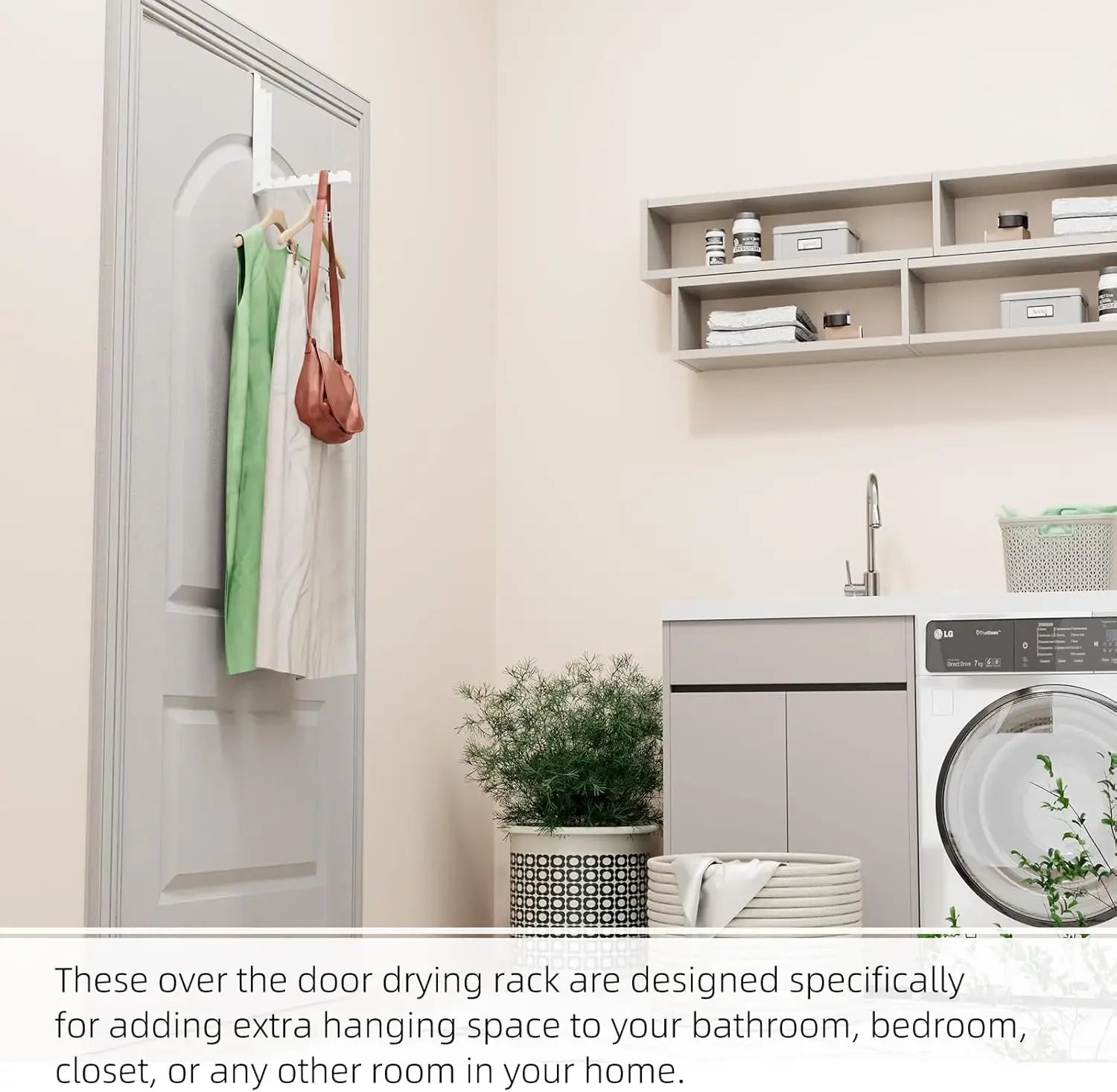 Foldable Over-The-Door Hanger Rack, 2-Pack Space-Saving Laundry Drying Hook for Small Rooms Peaceful Pleasures Health and Wellness