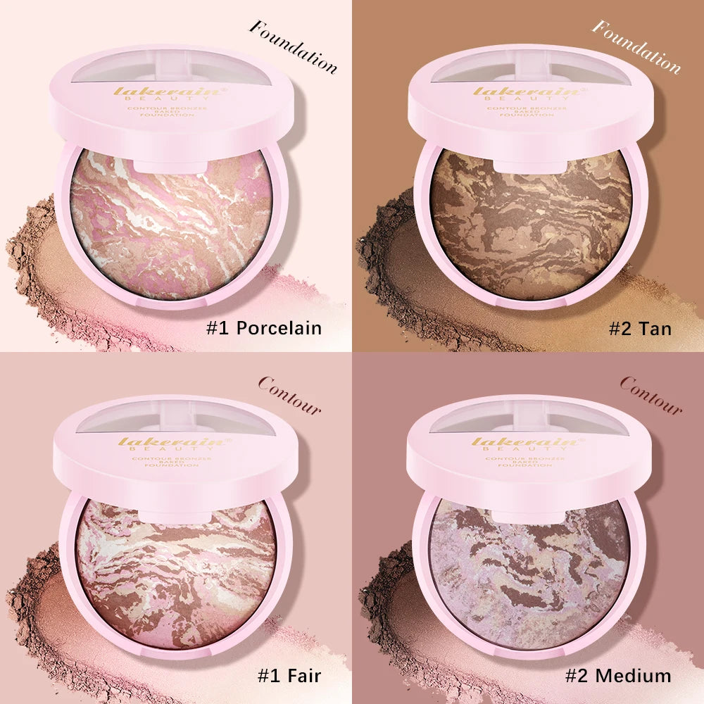Baked Powder Foundation Oil Control Setting Makeup Pressed Powder Cake Bronzer Glow Face Contouring Shimmer Contour Peaceful Pleasures Health and Wellness