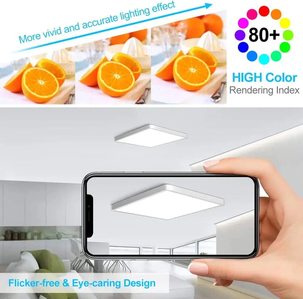 RUNTOIN Ultrathin LED Flush Mount Ceiling Light 24W 36W Square