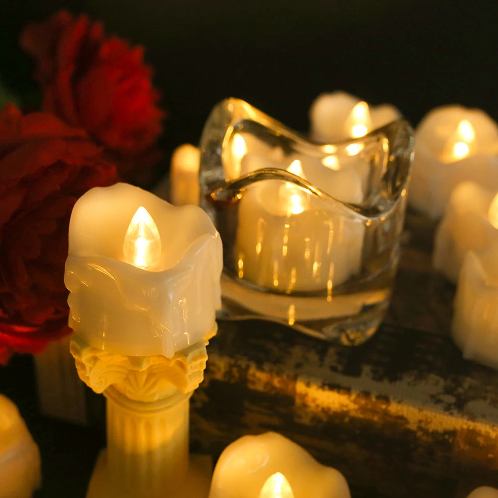 Flameless Votive Candles 24/48 Pack LED Electronic Candle with Remote Control Battery Operated Flickering Flame for Table Decor Peaceful Pleasures Health and Wellness