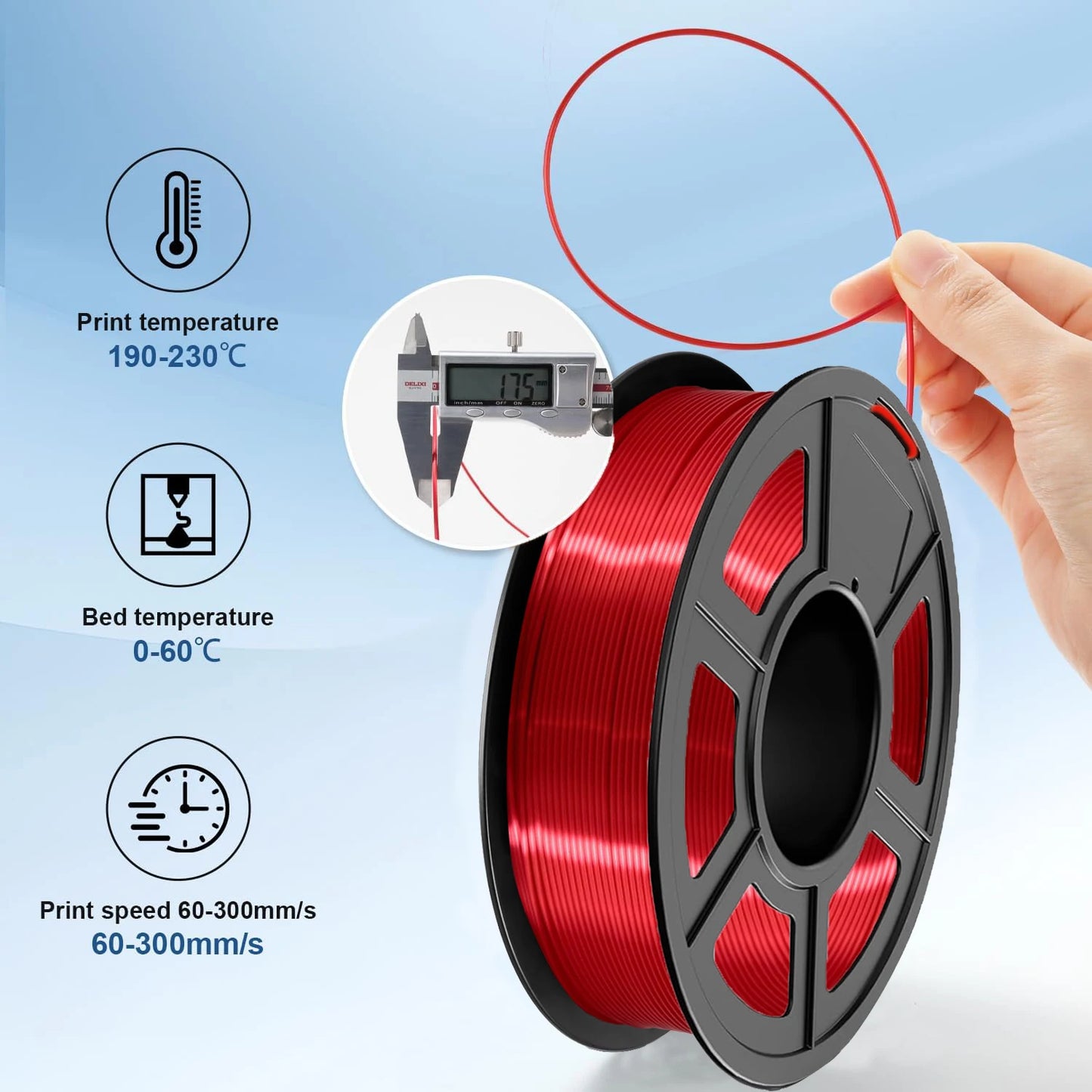 Silk PLA Filament 1.75mm | Metallic Shiny 3D Printer Filament 250g