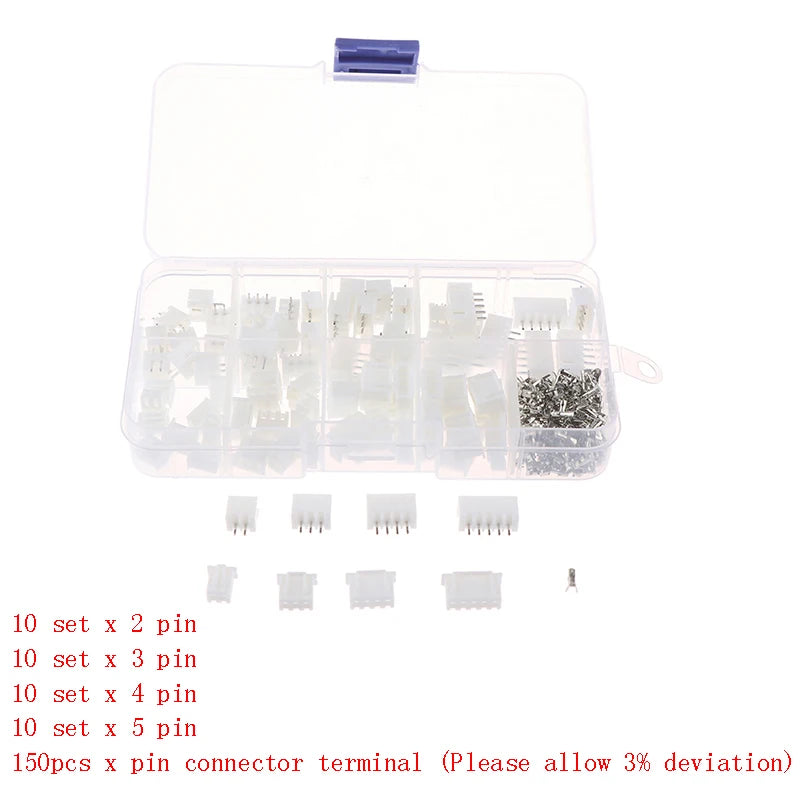 New 1Box JST-XH Kit 2/3/4/5Pin XH2.54MM Terminal Housing PCB Header Wire Connectors Peaceful Pleasures Health and Wellness