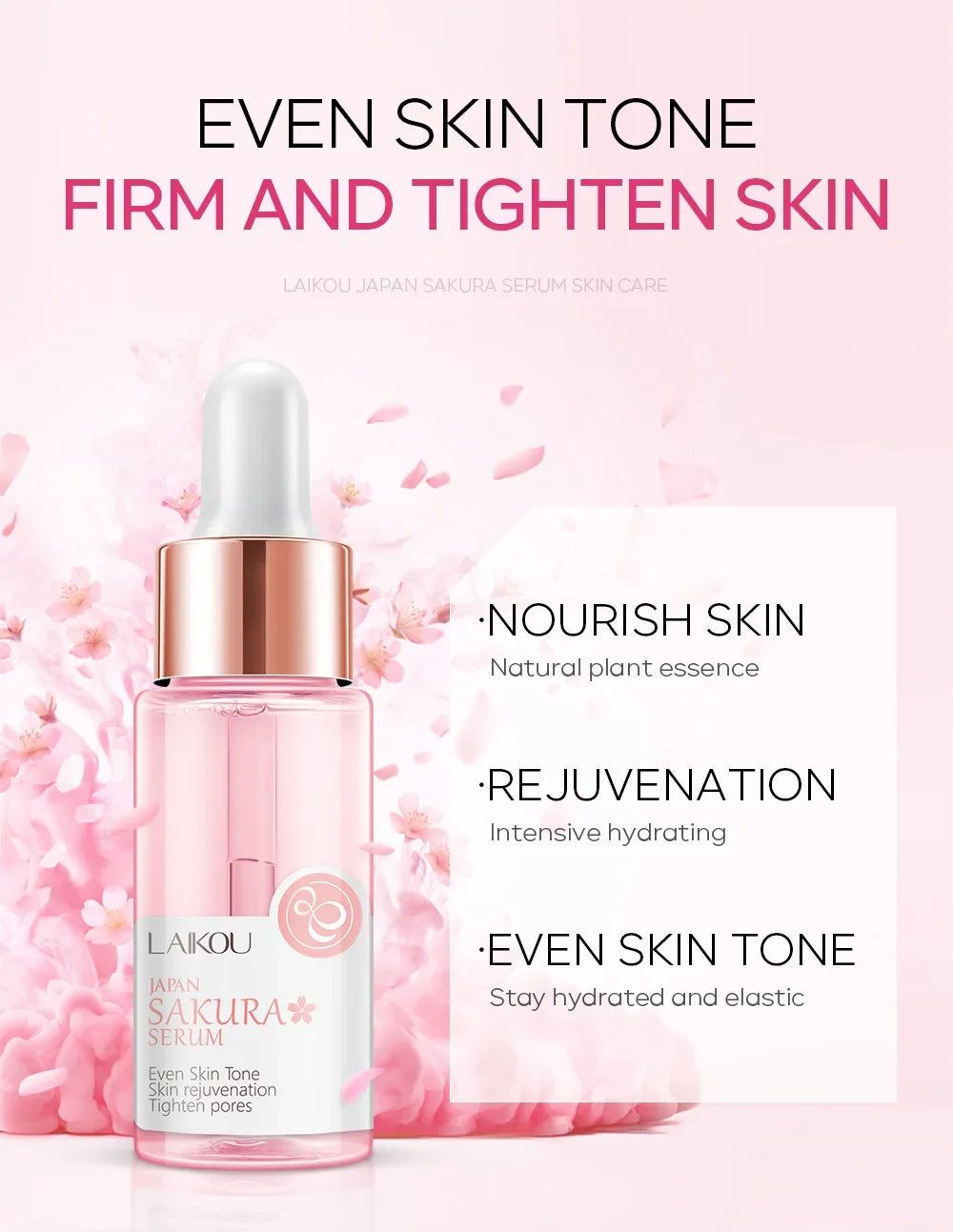 LAIKOU Sakura Face Serum Wrinkle Essence Brightening Essence Shrink Pores Moisturizing Skin Care 17ml or 30ml Peaceful Pleasures Health and Wellness